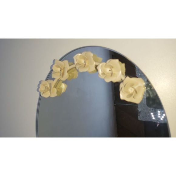 DRESSER TABLE TOP OVAL MIRROR WITH FLOWERS - Picture 4 of 9